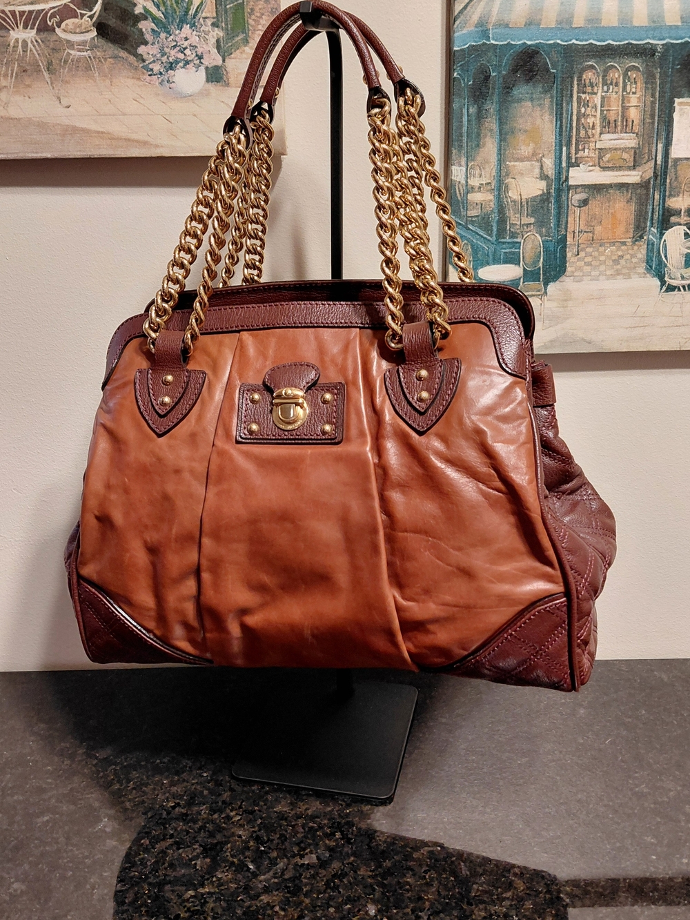 Marc Jacobs Cognac Leather Mix Quilted Classic East-West Tote Bag VGVC!🤎🤎